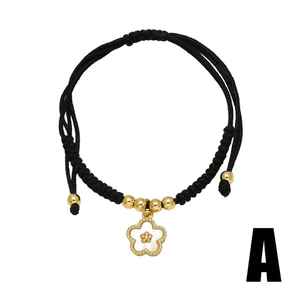 Handmade Adjustable Hand Rope Butterfly Star Bracelet In Copper With Heart Shape Letters Numbers Text Pattern And Electroplating For Women