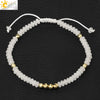 Handmade Adjustable Natural Crystal And Tourmaline Woven Bracelet Geometric Cut Stone Jewelry For Women Simple Style