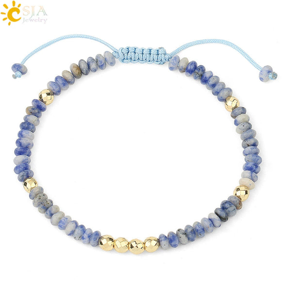 Handmade Adjustable Natural Crystal And Tourmaline Woven Bracelet Geometric Cut Stone Jewelry For Women Simple Style