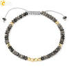 Handmade Adjustable Natural Crystal And Tourmaline Woven Bracelet Geometric Cut Stone Jewelry For Women Simple Style
