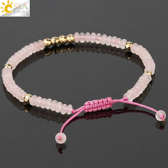Handmade Adjustable Natural Crystal And Tourmaline Woven Bracelet Geometric Cut Stone Jewelry For Women Simple Style