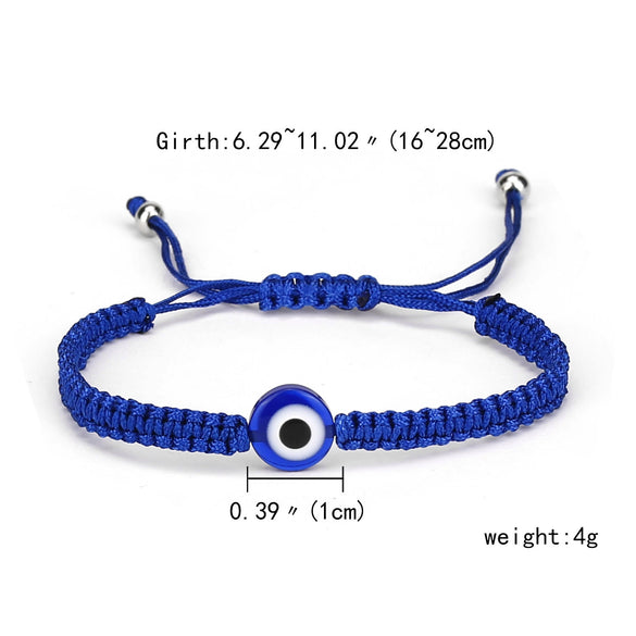 Handmade Adjustable Sevensection Geometricshaped Fashion Ol Unisex Bracelet Made Of Red Rope With Turkish Blue Eyes Design