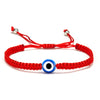 Handmade Adjustable Sevensection Geometricshaped Fashion Ol Unisex Bracelet Made Of Red Rope With Turkish Blue Eyes Design