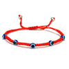 Handmade Adjustable Sevensection Geometricshaped Fashion Ol Unisex Bracelet Made Of Red Rope With Turkish Blue Eyes Design