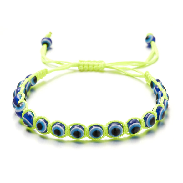 Handmade Adjustable Sevensection Geometricshaped Fashion Ol Unisex Bracelet Made Of Red Rope With Turkish Blue Eyes Design