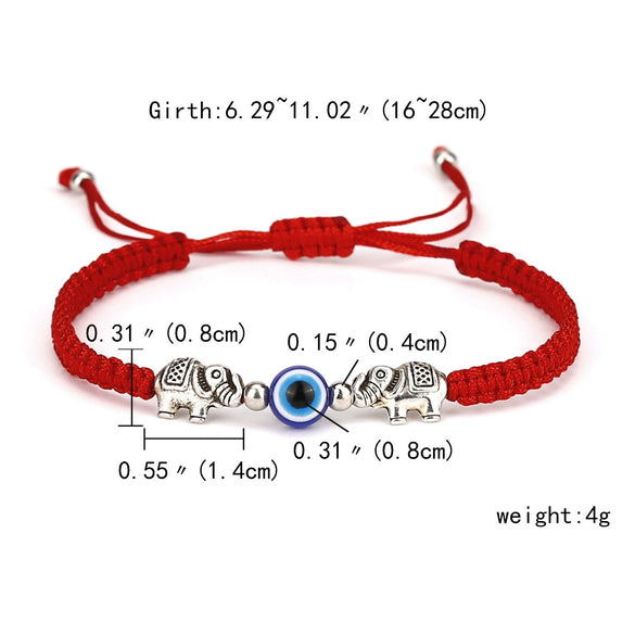 Handmade Adjustable Sevensection Geometricshaped Fashion Ol Unisex Bracelet Made Of Red Rope With Turkish Blue Eyes Design