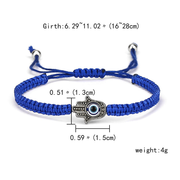 Handmade Adjustable Sevensection Geometricshaped Fashion Ol Unisex Bracelet Made Of Red Rope With Turkish Blue Eyes Design