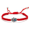 Handmade Adjustable Sevensection Geometricshaped Fashion Ol Unisex Bracelet Made Of Red Rope With Turkish Blue Eyes Design