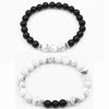 Handmade Agate Bead Couple Bracelet Set With Black And White Turquoise Frosted Green Aventurine And Rose Quartz Unisex Geometry Style
