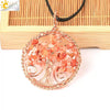 Handmade Agate Crystal Tree Pendant Semi Precious Stone Wire Wrapped Jewelry Necklace Pendant Personality Style