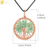Handmade Agate Crystal Tree Pendant Semi Precious Stone Wire Wrapped Jewelry Necklace Pendant Personality Style