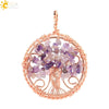 Handmade Agate Crystal Tree Pendant Semi Precious Stone Wire Wrapped Jewelry Necklace Pendant Personality Style