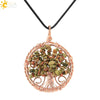 Handmade Agate Crystal Tree Pendant Semi Precious Stone Wire Wrapped Jewelry Necklace Pendant Personality Style