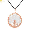Handmade Agate Crystal Tree Pendant Semi Precious Stone Wire Wrapped Jewelry Necklace Pendant Personality Style