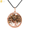 Handmade Agate Crystal Tree Pendant Semi Precious Stone Wire Wrapped Jewelry Necklace Pendant Personality Style
