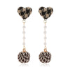 Handmade Alloy And Fabric Plaid Love Ball Pendant Earrings