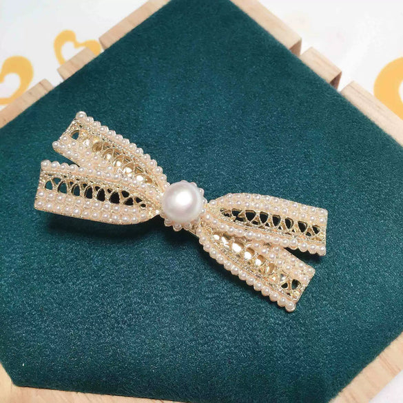 Handmade Alloy And Natural Freshwater Pearl Hairpin Duckbill Clip For Women