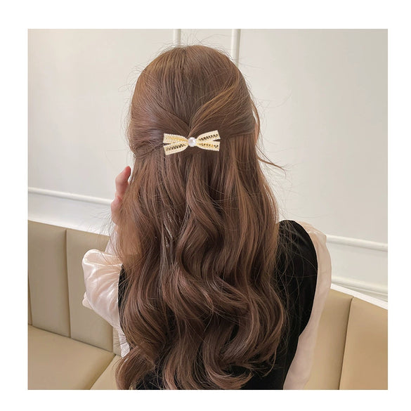 Handmade Alloy And Natural Freshwater Pearl Hairpin Duckbill Clip For Women