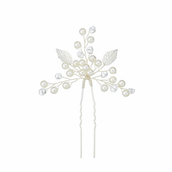 Handmade Alloy And Pearl Leaf Bridal Hairpin Women's Hair Accessories