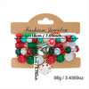 Handmade Alloy Christmas Reindeer And Snowflake Beaded Elastic Bracelet In Red And Green For Unisex Holiday Party Jewelry