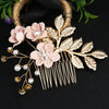 Handmade Alloy Golden Leaf Updo Hair Comb Bridal Headdress Flower Comb Hair Accessories For Women