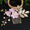 Handmade Alloy Golden Leaf Updo Hair Comb Bridal Headdress Flower Comb Hair Accessories For Women