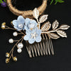 Handmade Alloy Golden Leaf Updo Hair Comb Bridal Headdress Flower Comb Hair Accessories For Women