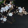 Handmade Alloy Golden Leaf Updo Hair Comb Bridal Headdress Flower Comb Hair Accessories For Women