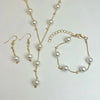 Handmade Alloy Imitation Pearl Electroplated Women's High End Fashion Jewelry Necklace And Earrings Set
