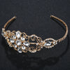 Handmade Alloy Rhinestone Floral Bridal Crown Headband Retro Cutout Wide Wedding Hair Accessory For Women