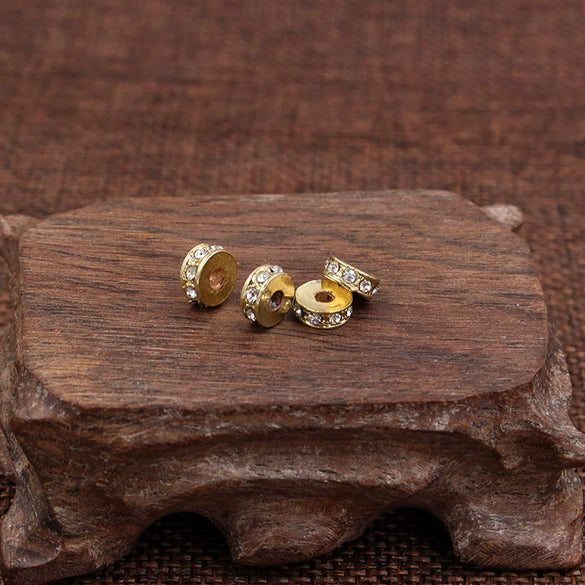 Handmade Alloy Round Spacer Accessories Braceletnecklace With Electroplating And Diamond Perforated Beads