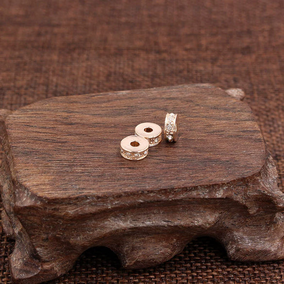 Handmade Alloy Round Spacer Accessories Braceletnecklace With Electroplating And Diamond Perforated Beads