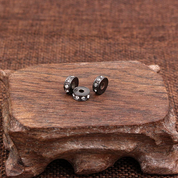 Handmade Alloy Round Spacer Accessories Braceletnecklace With Electroplating And Diamond Perforated Beads