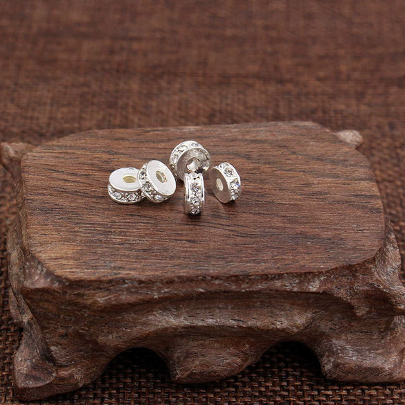 Handmade Alloy Round Spacer Accessories Braceletnecklace With Electroplating And Diamond Perforated Beads