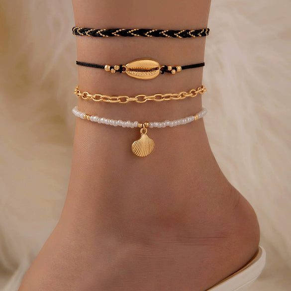 Handmade Alloy Shell Multilayer Anklet For Women