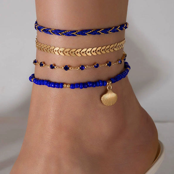 Handmade Alloy Shell Multilayer Anklet For Women