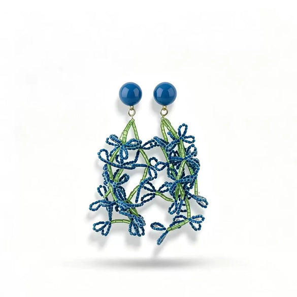Handmade Artificial Crystal Flower Earrings With Steel Ear Needles Sweet Floral Pendant Jewelry For Women
