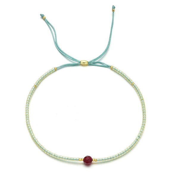 Handmade Beaded Bracelet Adjustable Bohemian Obsidian Rice Beads Bracelet For Women