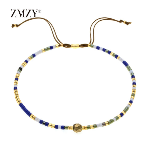 Handmade Beaded Bracelet Adjustable Bohemian Obsidian Rice Beads Bracelet For Women