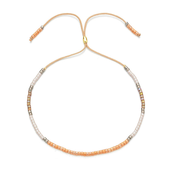 Handmade Beaded Bracelet Adjustable Bohemian Obsidian Rice Beads Bracelet For Women