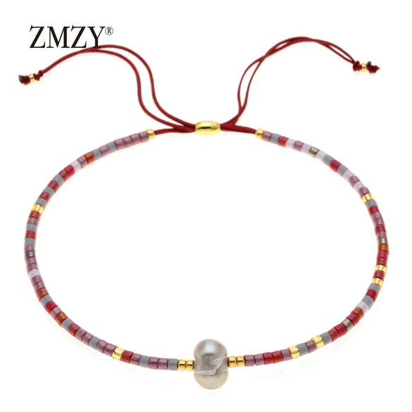 Handmade Beaded Bracelet Adjustable Bohemian Obsidian Rice Beads Bracelet For Women