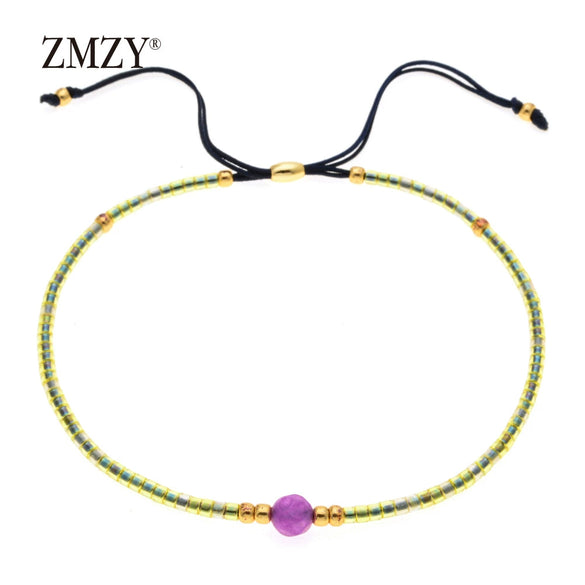 Handmade Beaded Bracelet Adjustable Bohemian Obsidian Rice Beads Bracelet For Women