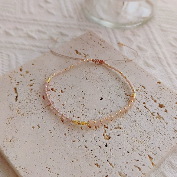 Handmade Beaded Bracelet For Girls Natural Pearl Handwoven Style