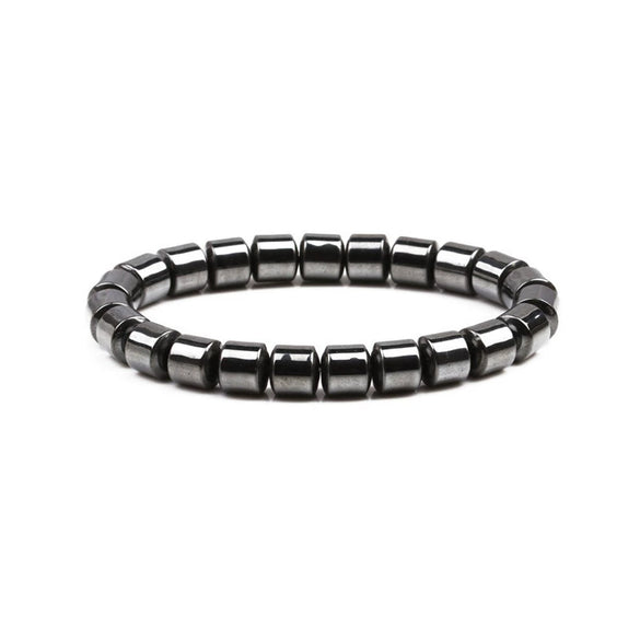 Handmade Beaded Elastic Magnetic Bracelet With Black Stone For Unisex As Hand Jewelry