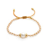 Handmade Beaded Facet Crystal And Natural Freshwater Pearl Women's Bracelet With Geometric Pattern And Handwoven Design