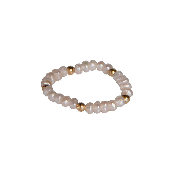 Handmade Beaded Freshwater Pearl Ring For Women Copper Geometric Electroplated Jewelry