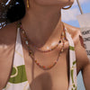 Handmade Beaded Geometric Tiger Eye Clavicle Necklace For Women Stainless Steel And Titanium Steel With Electroplating