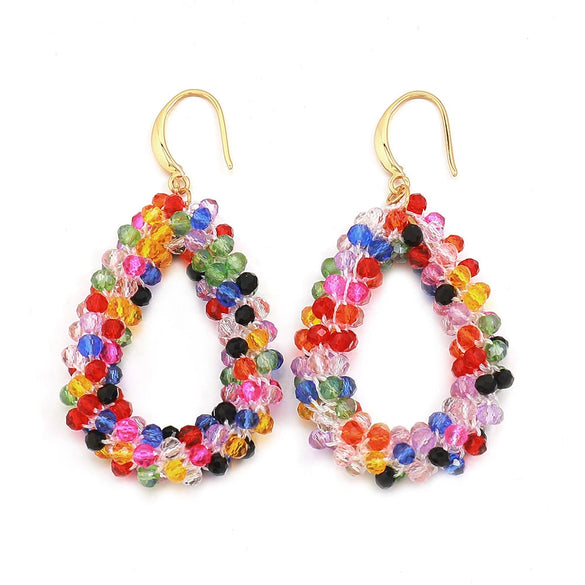 Handmade Beaded Geometric Water Drop Earrings For Women Fashion Style