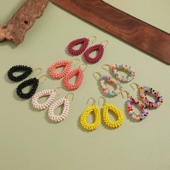 Handmade Beaded Geometric Water Drop Earrings For Women Fashion Style