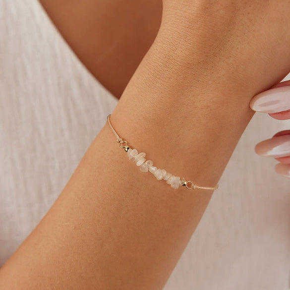 Handmade Beaded Gravel Silver Bracelet With Irregular Colored Crystal Wax Thread And Electroplating